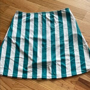 Kortni Jeane swim skirt Teal and White Striped small